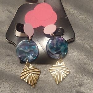 Elegant Blue and Gold Dangle Earrings